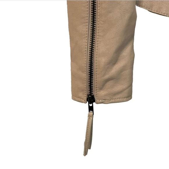 Free People Moto Jacket Blush Pink /Taupe Faux Vegan Leather Sz 4 - Picture 5 of 5